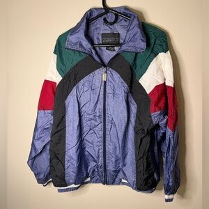 Vizor retro vintage track jacket windbreaker men’s size large green red blue